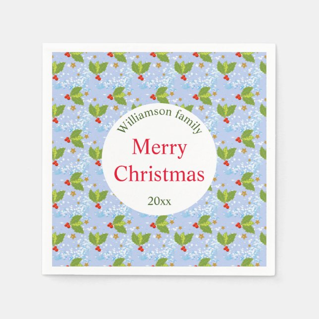 Brusbär och löv mönster God jul Pappersservett (Framsidan)