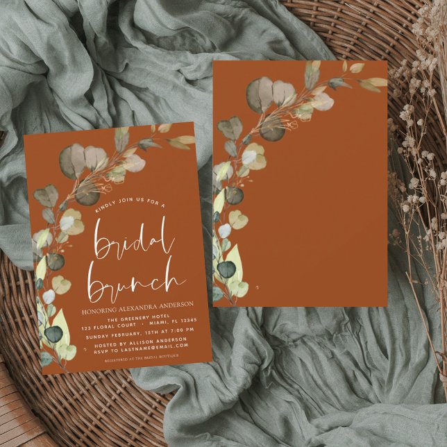 Bruschdusch för Eucalyptus Burnt Orange Möhippa Inbjudningar (Skapare uppladdad)