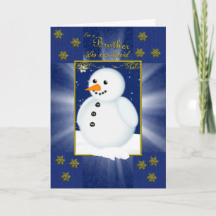 Bruschristmas-kort, blått med snögubbe helgkort