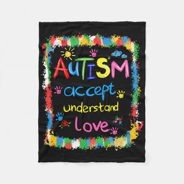 Bruschstroke Autism Awareness Accepterar Lov Fleecefilt (Framsidan)