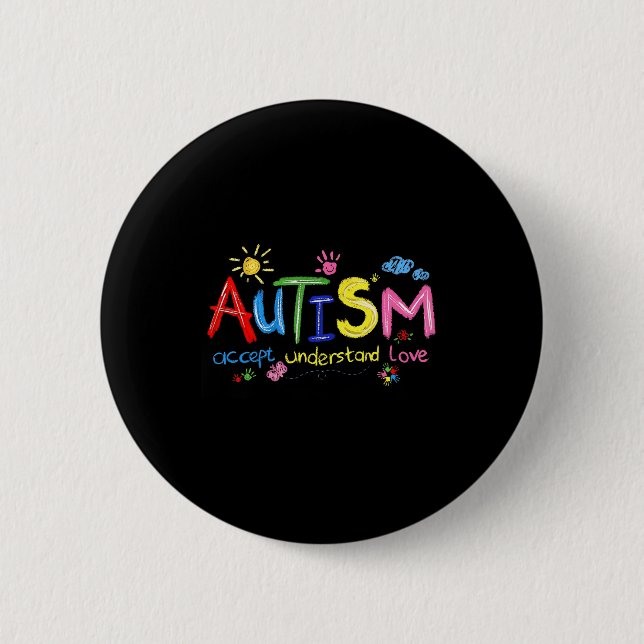 Bruschstroke Autism Awareness Accepterar Lov Knapp (Framsida)