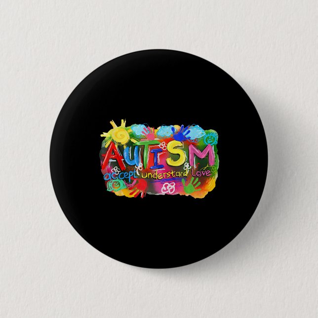 Bruschstroke Autism Awareness Accepterar Lov Knapp (Framsida)