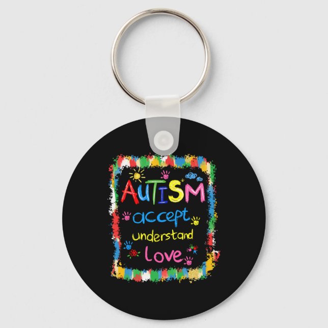 Bruschstroke Autism Awareness Accepterar Lov Nyckelring (Framsida)