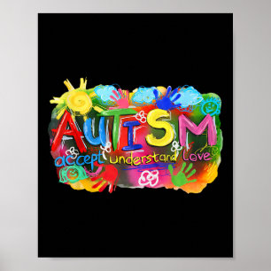 Bruschstroke Autism Awareness Accepterar Lov Poster