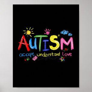 Bruschstroke Autism Awareness Accepterar Lov Poster