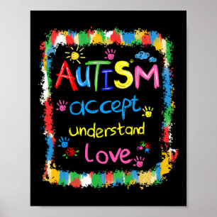 Bruschstroke Autism Awareness Accepterar Lov Poster
