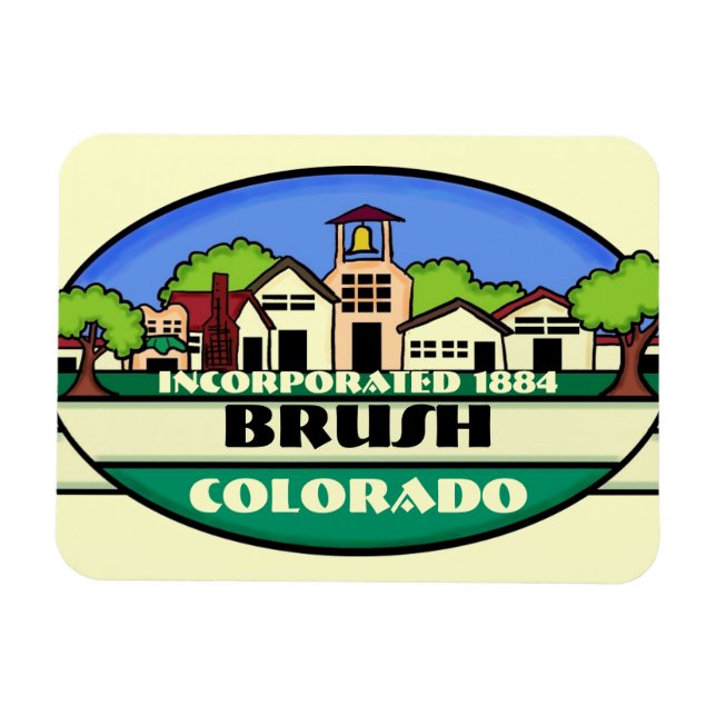 Brush Colorado, småstad souvenir magnet (Horisontell)