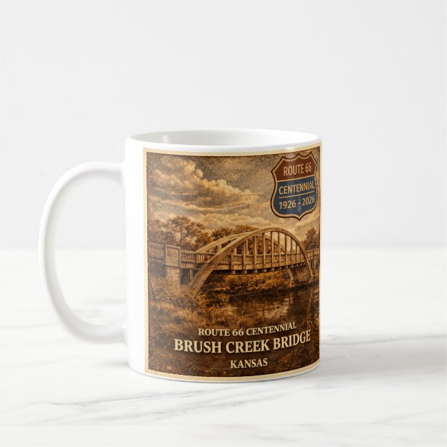 Brush Creek Bridge Route 66 Centennial Minnessak Kaffemugg (Vänster)