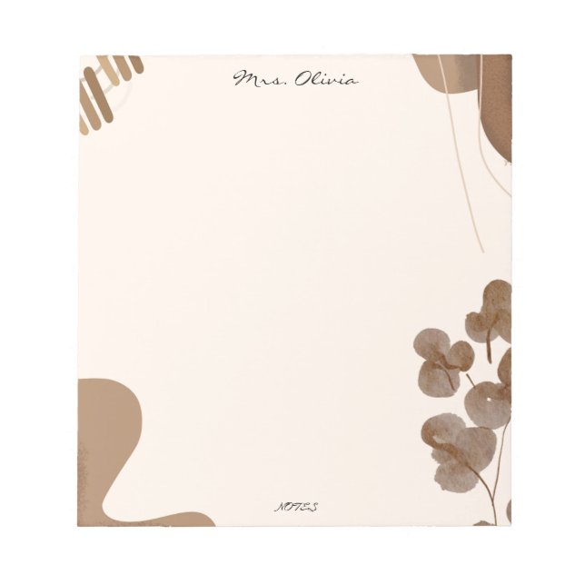 Brush Floral Teacher Notepad Anteckningsblock (Framsida)