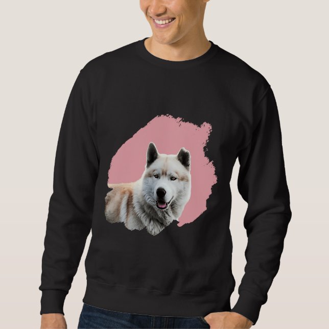 Brush Hund Husky Lång Ärmad Tröja (Framsida)