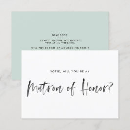 Brush Lettering Mint är min hedersmatron Inbjudningar