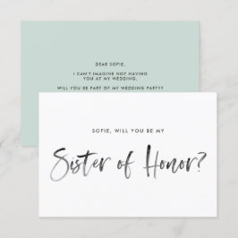 Brush Lettering Mint är min hederssyster Inbjudningar