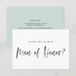 Brush Lettering Mint, blir du min hedersman Inbjudningar