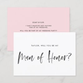Brush Lettering Rosa blir min hedersman Inbjudningar