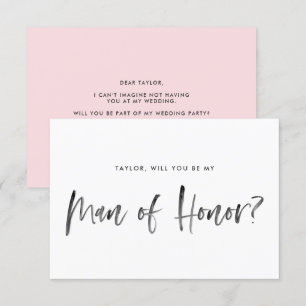 Brush Lettering Rosa blir min hedersman Inbjudningar