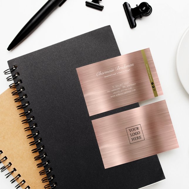 Brush Metallic Ro Guld Visitkort (Skapare uppladdad)