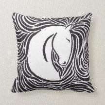Brush Pen Horse Dekorativ kudde