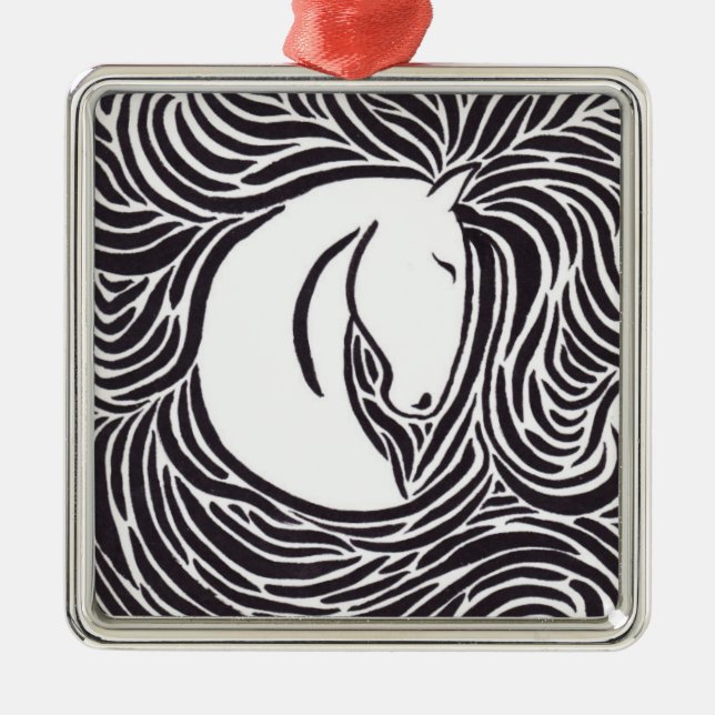 Brush Pen Horse Julgransprydnad Metall (Framsidan)