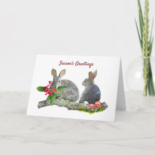 Brush Rabbits Season's Greetings Card Kort
