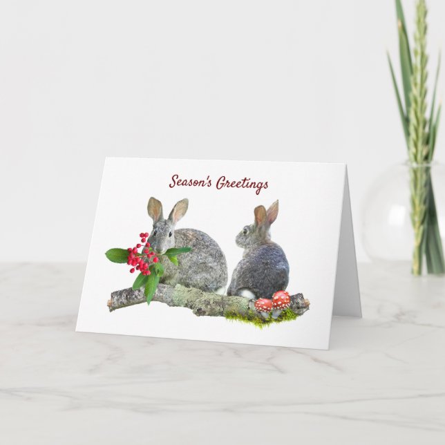 Brush Rabbits Season's Greetings Card Kort (Framsida)