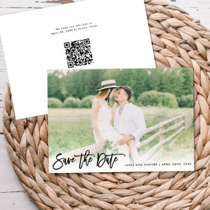 Brush Script Foto Minimalistisk Horisontell Spara Datumet