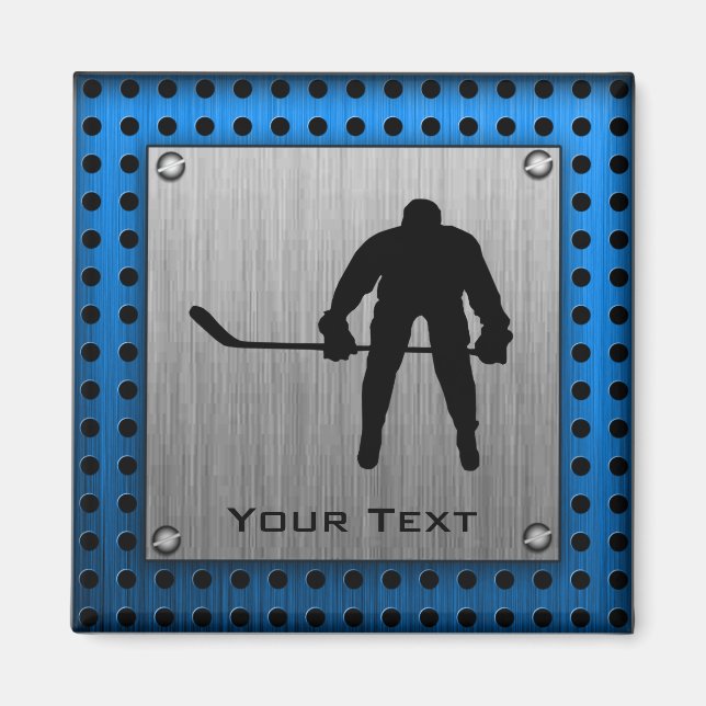 Brushed Aluminium look Hockey Magnet (Framsidan)