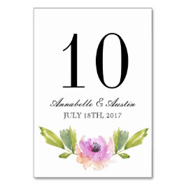 Brushed Blooms | Vattenfärgskort Bröllop Bord Bordsnummer