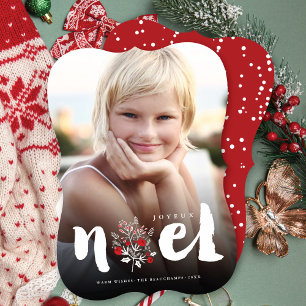 Brushed Bold Noel Blommigt Rustic julfoto Julkort