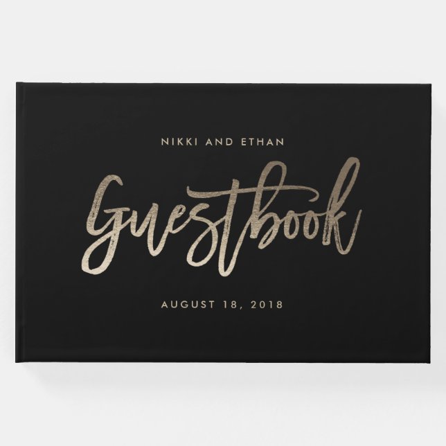 Brushed Glimmer EDITABLE FÄRG Bröllop Guest Bok (Framsida)