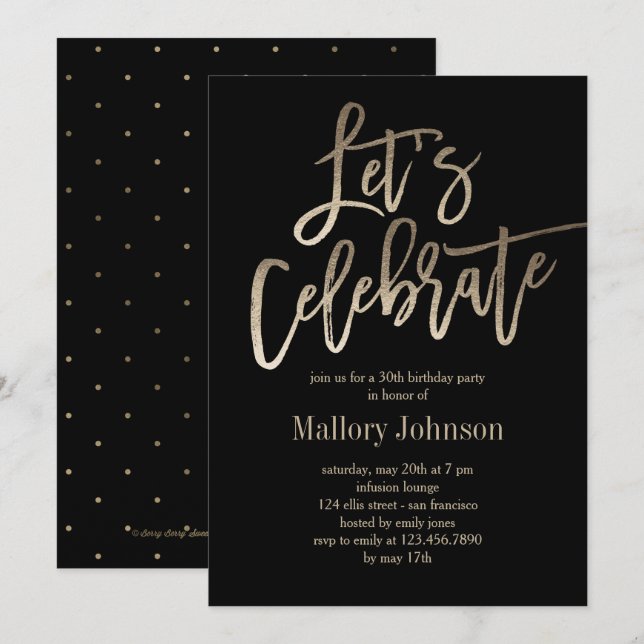 Brushed Glimmer Låt oss inbjudan till firarepartie (Fram/baksida)