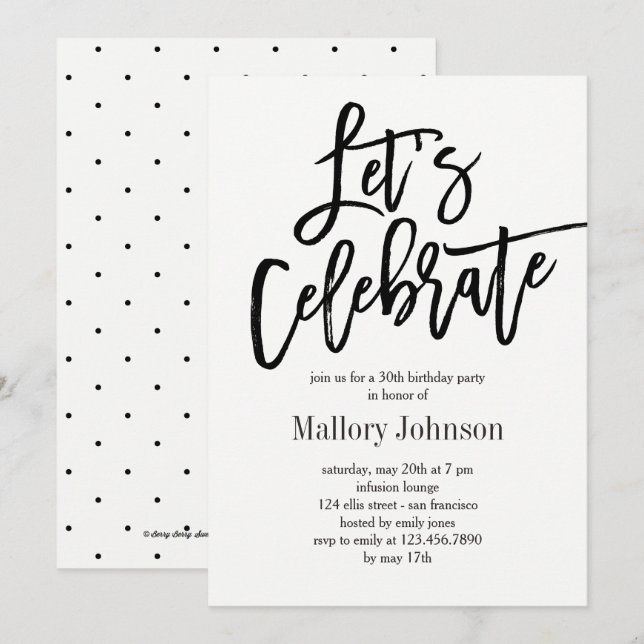 Brushed Glimmer Låt oss inbjudan till firarepartie (Fram/baksida)