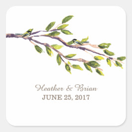 Brushed Grenar Wedding Stickers Fyrkantigt Klistermärke