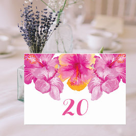 Brushed Hibiscus Blommigt Bröllop Bord Card Bordsnummer