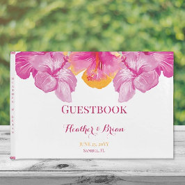 Brushed Hibiscus Blommigt Bröllop Gästböcker