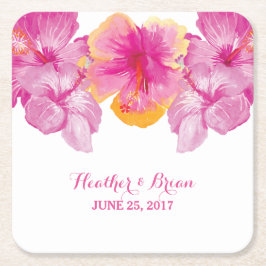 Brushed Hibiscus Blommigt Papper Underlägg Kvadrat