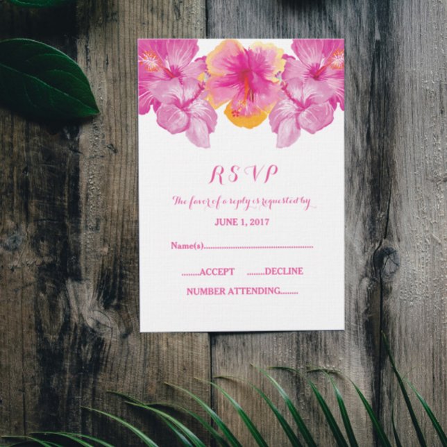 Brushed Hibiscus OSA kort (Brushed Hibiscus Wedding RSVP Card)