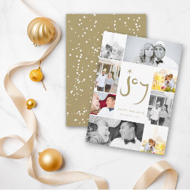 Brushed Joy Calligraphy Star Guld 6 Photo Collage Julkort