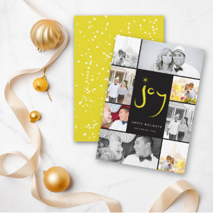Brushed Joy Calligraphy Star Lemon 6 Photo Collage Julkort
