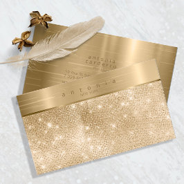 Brushed Metall Band på Glitter Guld ID802 Visitkort