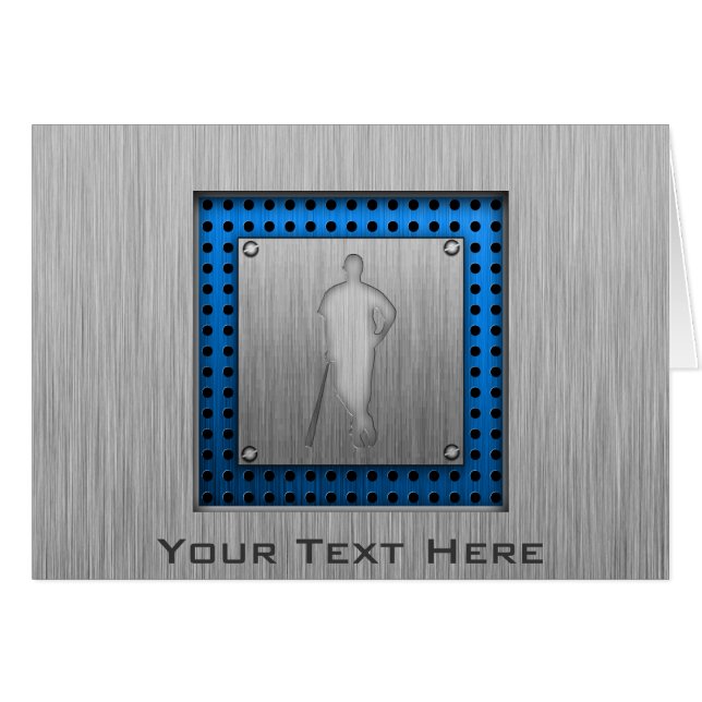 Brushed metall-look Baseball Hälsningskort (Framsidan Horizontal)