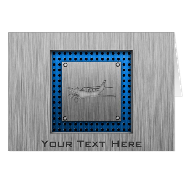 Brushed Metall-look Flygplan Hälsningskort (Framsidan Horizontal)