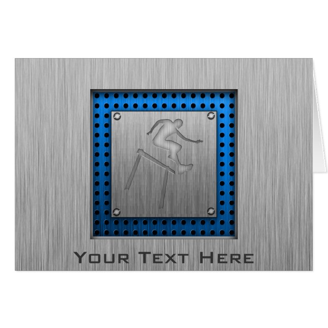 Brushed Metall-look Hurdler Hälsningskort (Framsidan Horizontal)