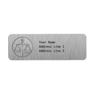 Brushed Metall-look Justice Scales Returadress Etikett