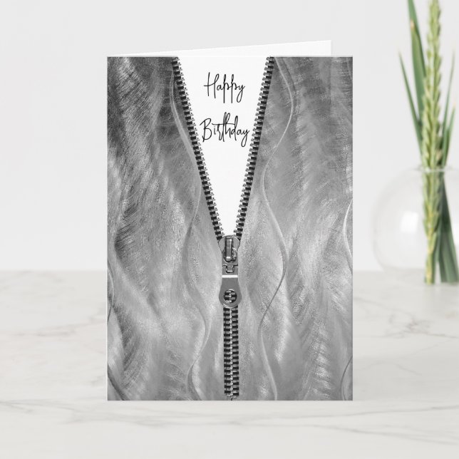 Brushed Metall med Zipper for Birthday Kort (Framsida)