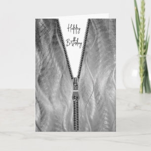 Brushed Metall med Zipper for Birthday Kort