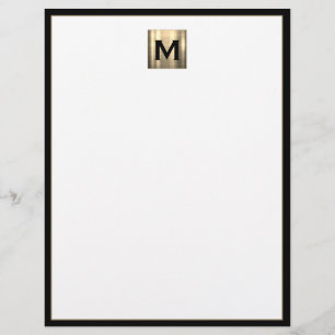 Brushed Metall Monogram Initial Letterhead Brevhuvud