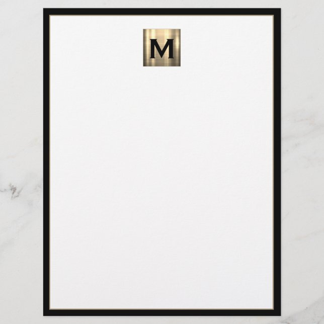 Brushed Metall Monogram Initial Letterhead Brevhuvud (Framsida)