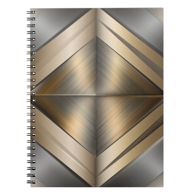 Brushed Metallic Geometric Diamond Pattern Anteckningsbok (Framsidan)