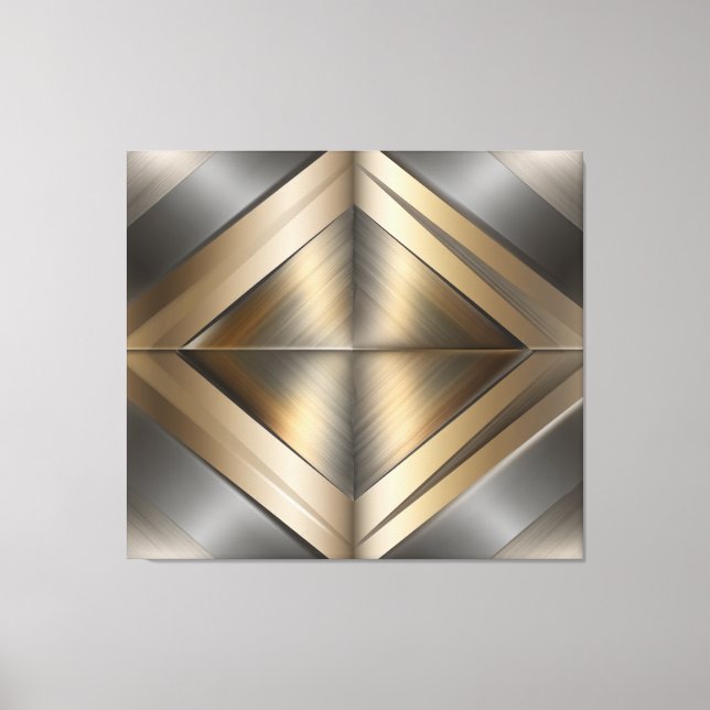 Brushed Metallic Geometric Diamond Pattern Canvastryck (Framsida)