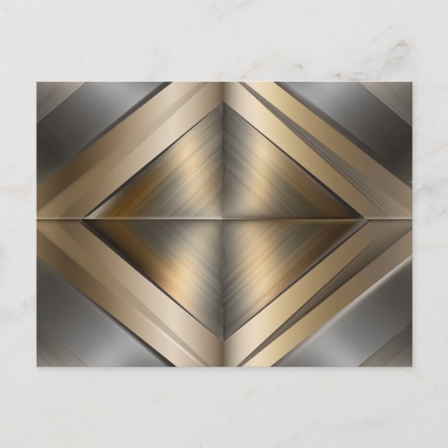 Brushed Metallic Geometric Diamond Pattern Meddelande Vykort (Framsida)